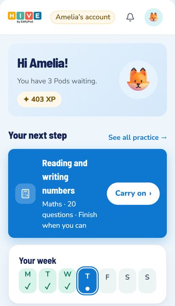 Hive on a phone: the child's week, ticked off day by day
